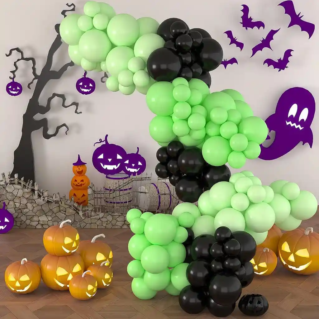 Kit Globos Halloween Negro Verde Lima