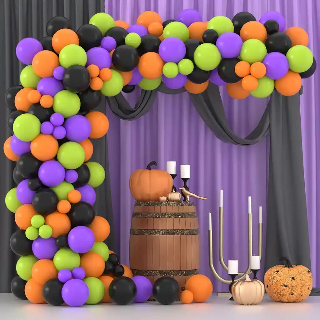 Kit Globos Halloween Naranja Negro Morado