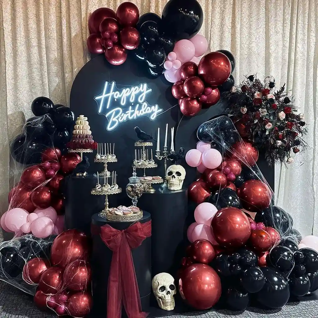 Kit Globos Halloween Vinotinto Negro Rosado