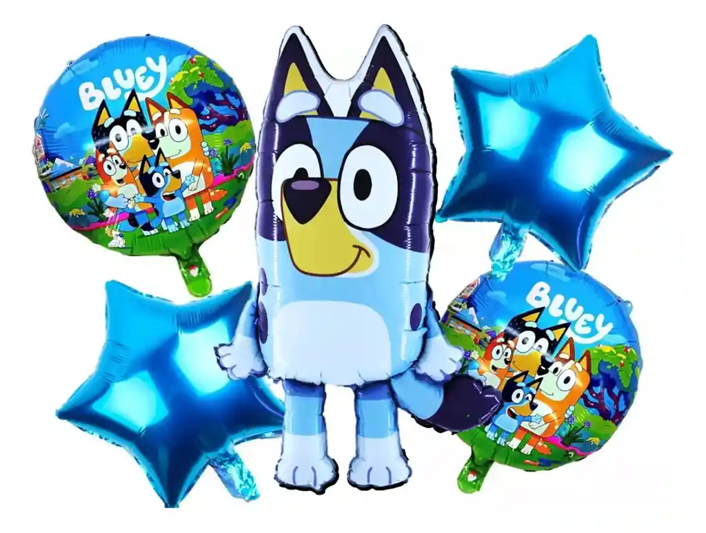 Bouquet Globos Perro Bluey Azul Bingo Niño Animales Mascota