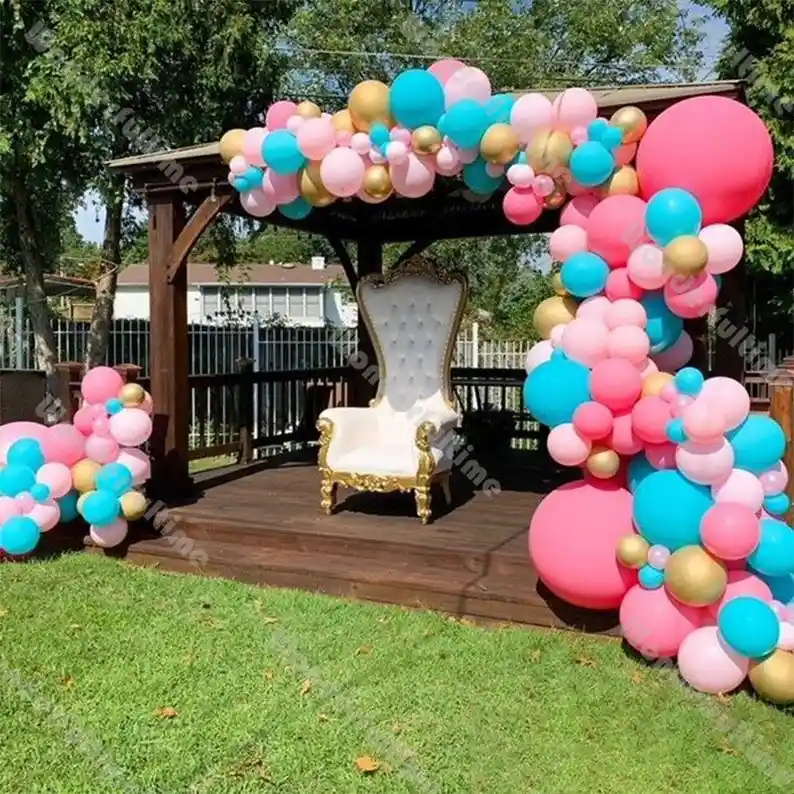 Arco Globos Fucsia Verde Dorado Rosado Hawaiana Fiesta