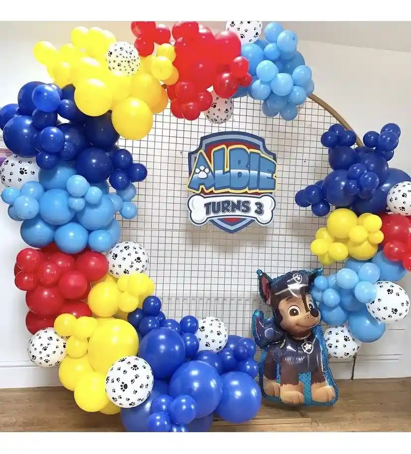 Arco Globos Patrulla Canina Amarillo Rojo Azul Mascota Perro