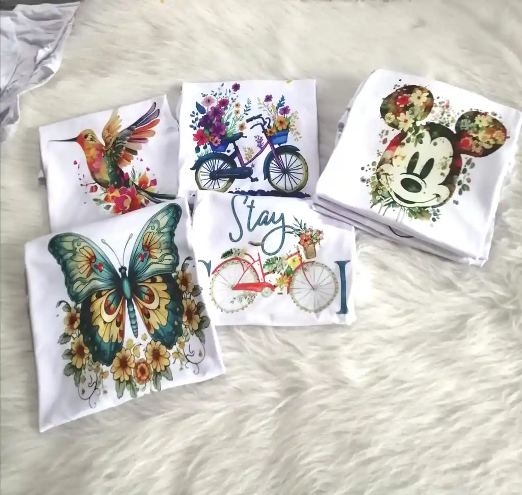 Camisetas En Piel De Durazno Estampada Tallas S, M Y L