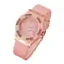 Kit Reloj Corazón Para Mujer + Juego De Collar Aretes Rosa