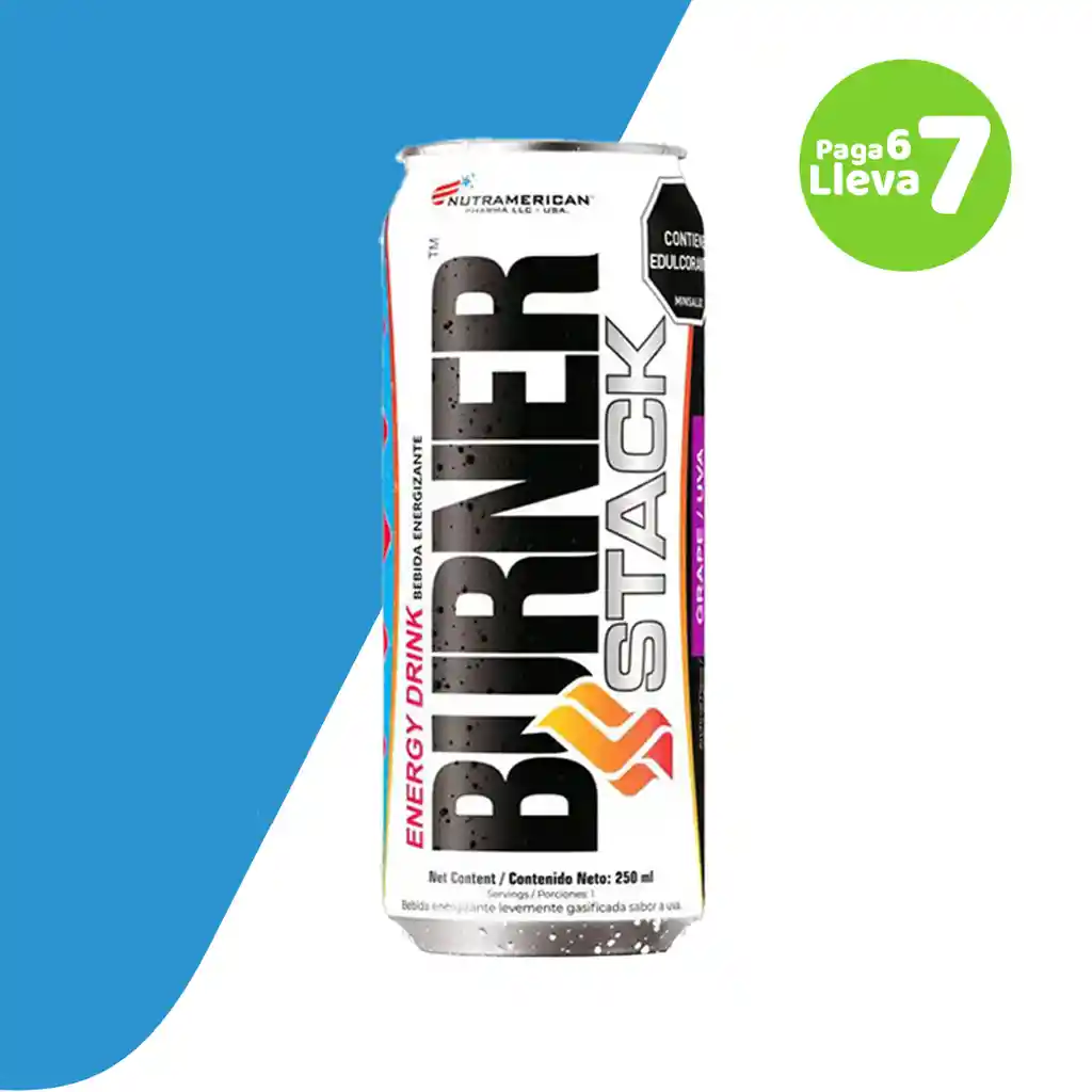 6 Latas Burner Stack Energy Drink 250ml Nutramerican 💥 Super Promo 💥
