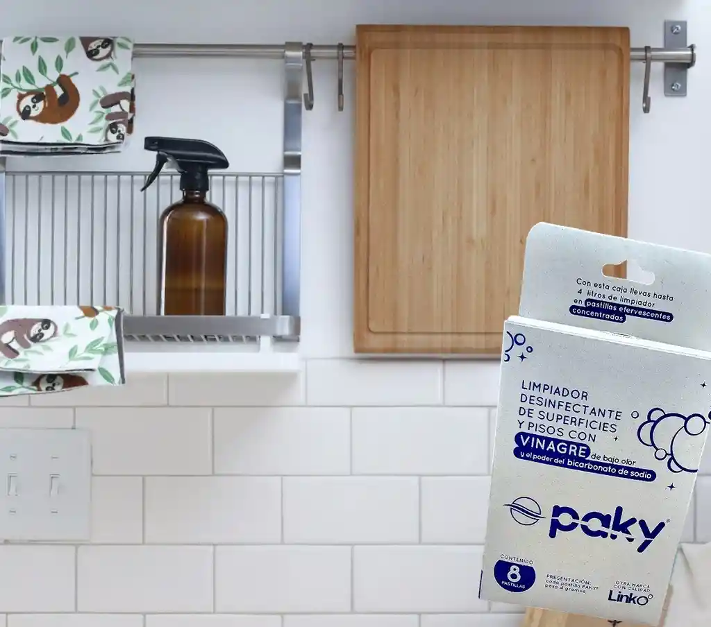 Duo Pack Limpiador Paky Con Aroma Rosal Y Vinagre En Pastillas Efervescentes Paky Con 2 Botellas, 1 Atomizador Y 1 Tapa