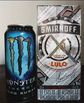 1 Lt Smirnoff Lulo + Lata Monster 473 Ml Zero Sugar (negro/azul)