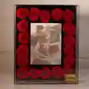 Porta Retratos Fondo Negro Con Rosas Preservadas Rojas , Con Foto Personalizada!