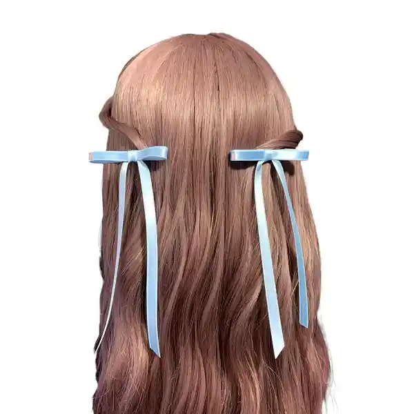 Lazos Cintas Coquette Para Cabello Con Pinza Set X 2 Azul Claro