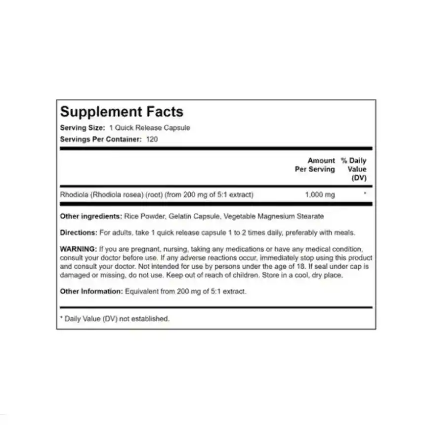 Rhodiola Root 1.000 Mg X 120 Capsulas