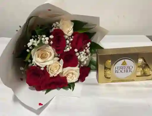 Bouquet Rosas Y Ferreros