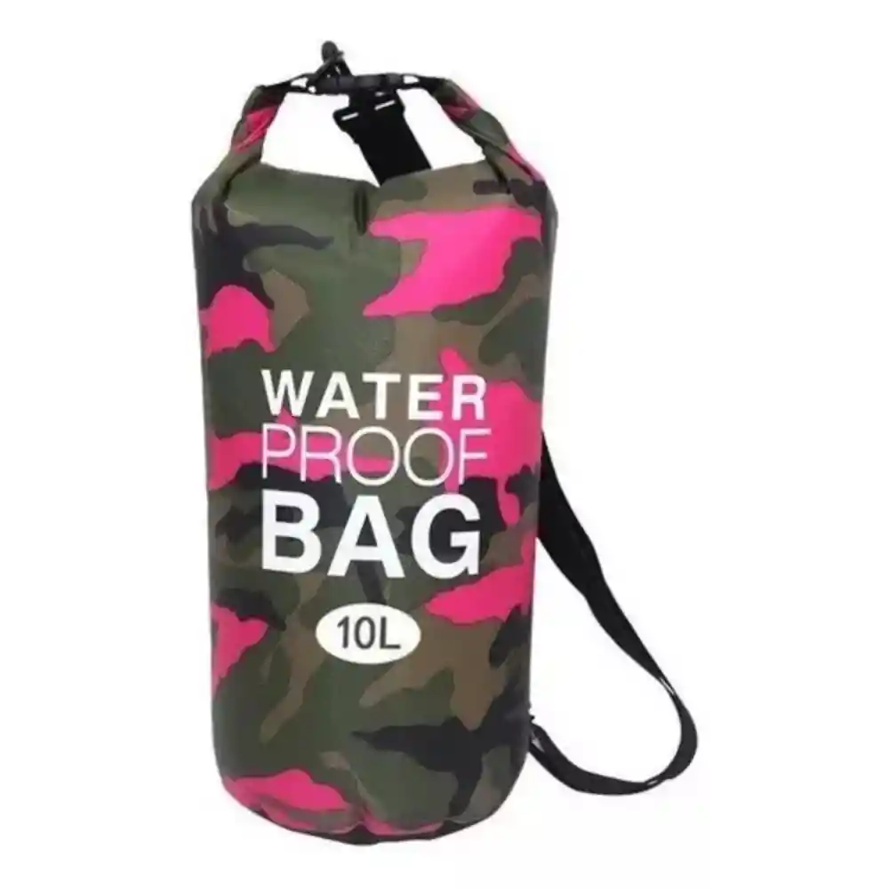 Bolsa Seca Camuflada Rosada, 10 Litros, Basic