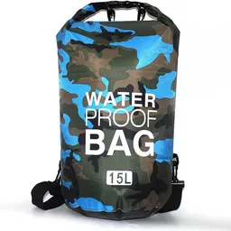 Bolsa Seca Camuflada Azul, 15 Litros, Basic