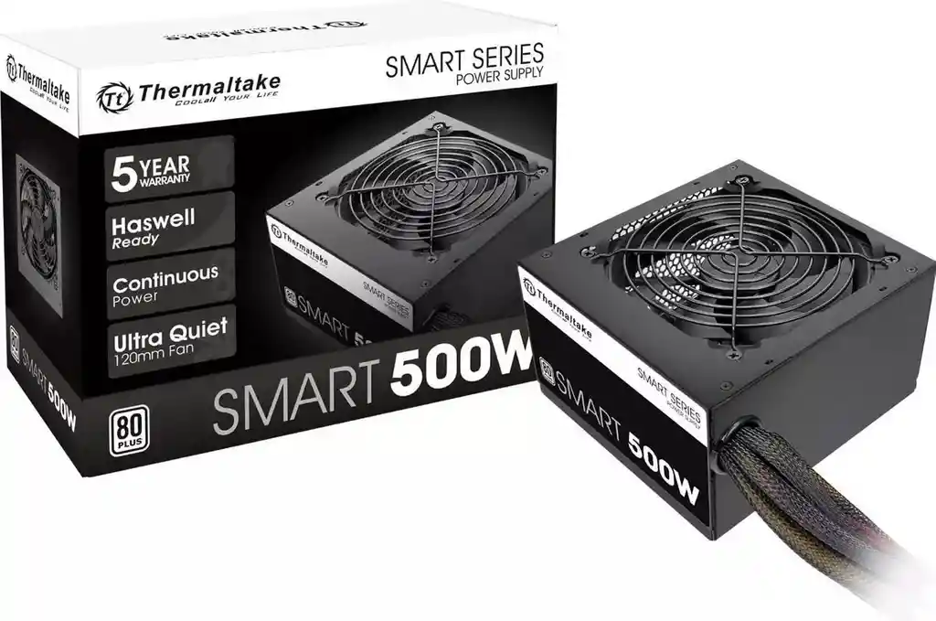 Fuente De Poder Pc 500w Thermaltake Smart 80 Plus White Negro