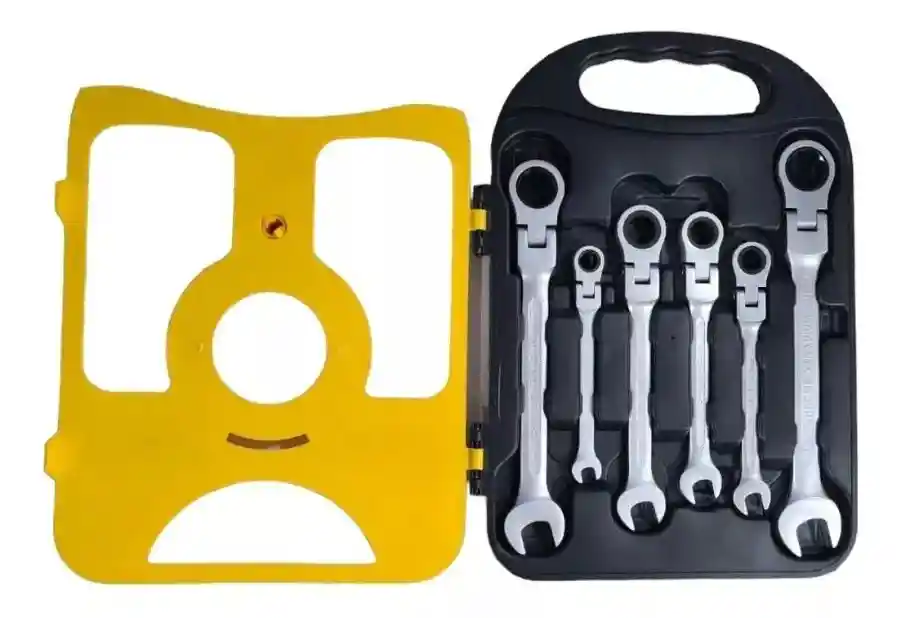 Juego De Llaves Mixtas Con Rache Chrome 7 Piezas Y Estuche