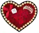 Caja Corazon Para San Valentin Grande 50 Rosas 37 Chocolates Y Corona Para La Reina