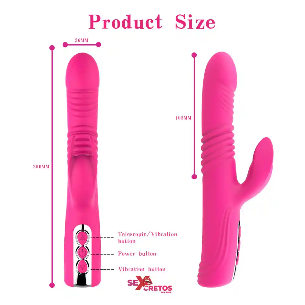 Vibrador O Juguete Sexual De Empuje Con Estimulacion Clitorial