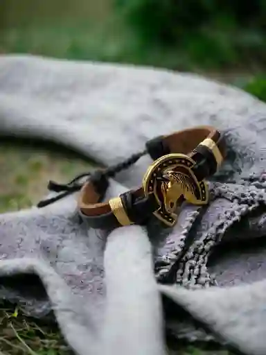 Pulsera Herradura Caballo En Cuero