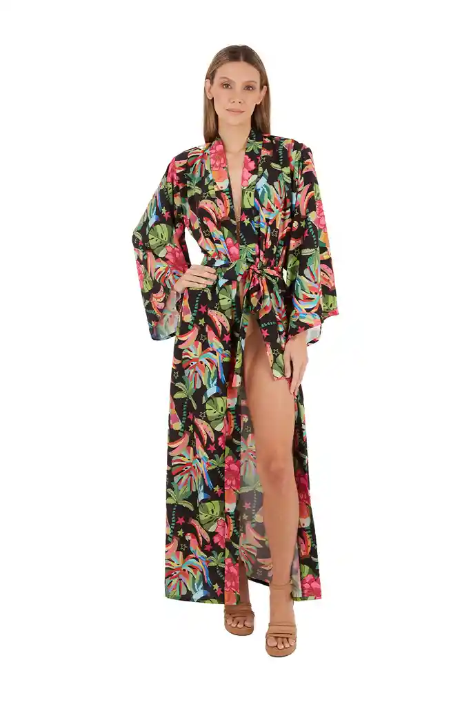 Kimono Hera Estampado Negro S