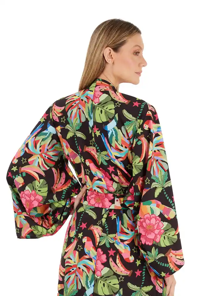 Kimono Hera Estampado Negro S