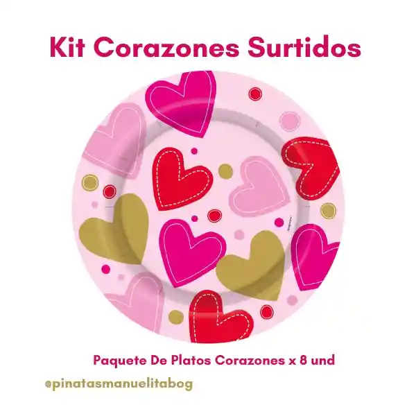 Kit Decoración San Valentin Corazones Surtidos