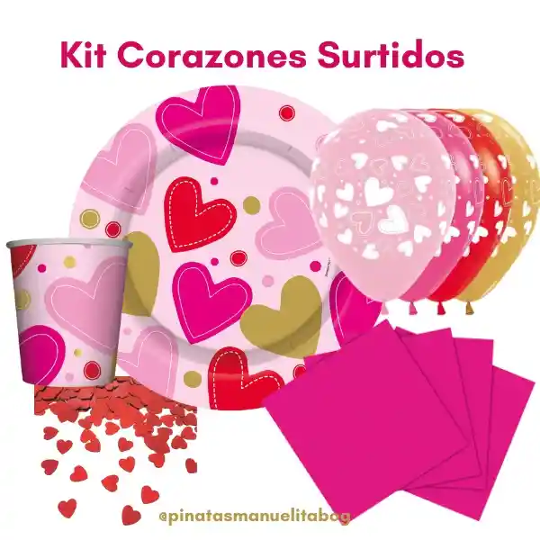 Kit Decoración San Valentin Corazones Surtidos