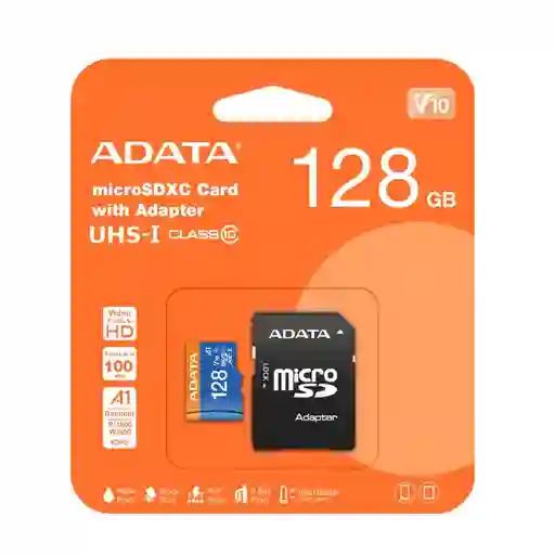 Memoria Micro Sd Adata 128 Gb Clase 10 Con Adaptador Sd