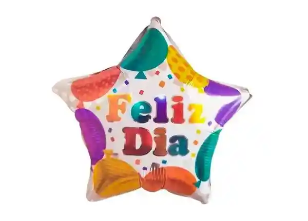 Globo Metalizado Estrella Feliz Dia. Medida 46 Cm, Ref. Dh1075.