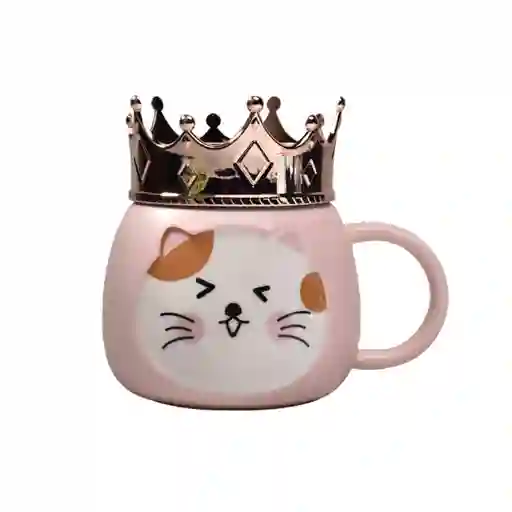 Mug Pocillo Ceramica Con Corona Gato Regalo