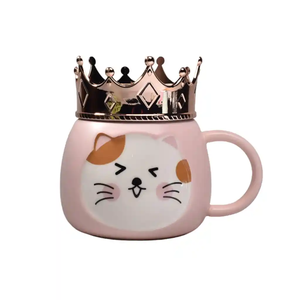 Mug Pocillo Ceramica Con Corona Gato Regalo