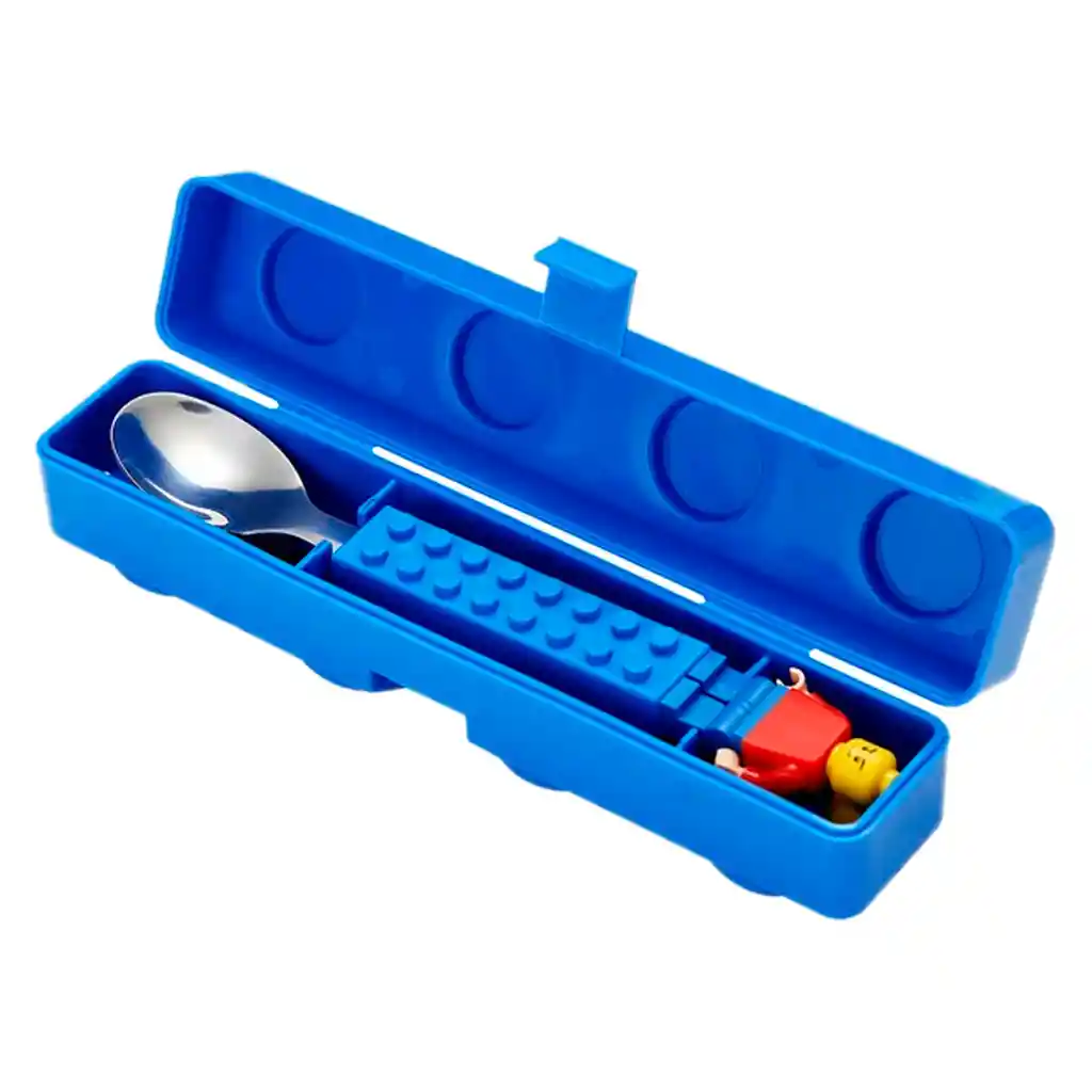 Kit X2 Cubiertos Niño Bloques Tipo Lego Cuchara Y Tenedor