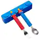 Kit X2 Cubiertos Niño Bloques Tipo Lego Cuchara Y Tenedor