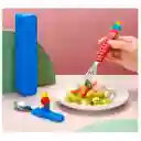 Kit X2 Cubiertos Niño Bloques Tipo Lego Cuchara Y Tenedor