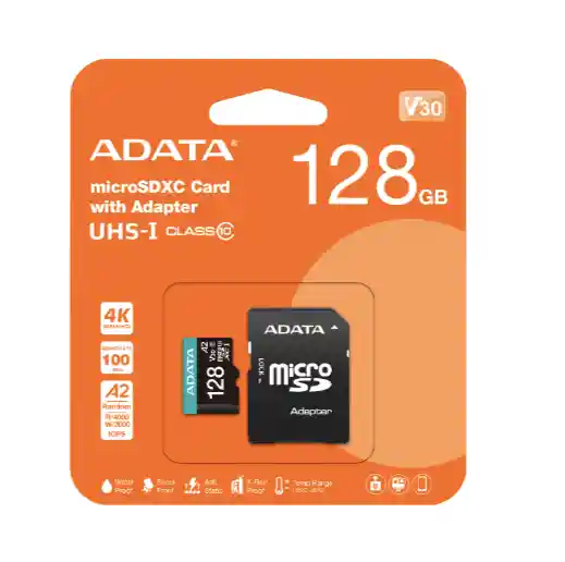 Memoria Microsd Adata 128gb 4k Premierpro Uhs-iu3 Clas10v30s