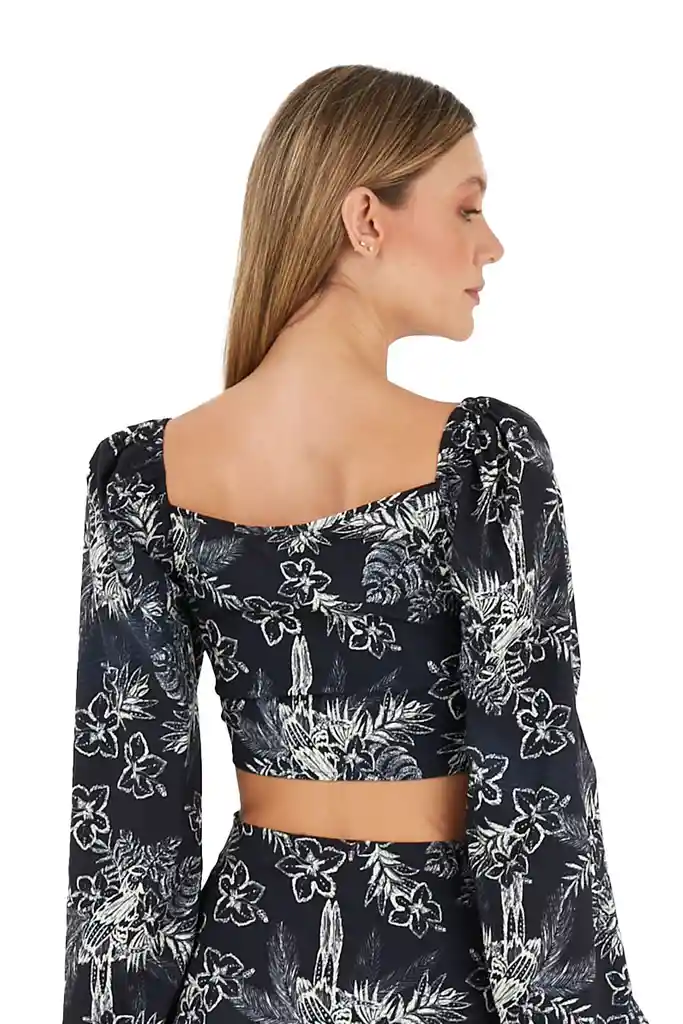 Top Tropicalia Estampado Negro Xs