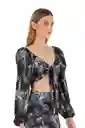 Top Tropicalia Estampado Negro S