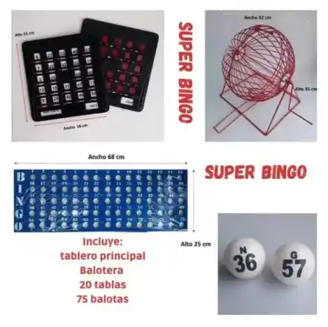 Juego De Bingo Profesional Con 20 Tablas Y 75 Balotas