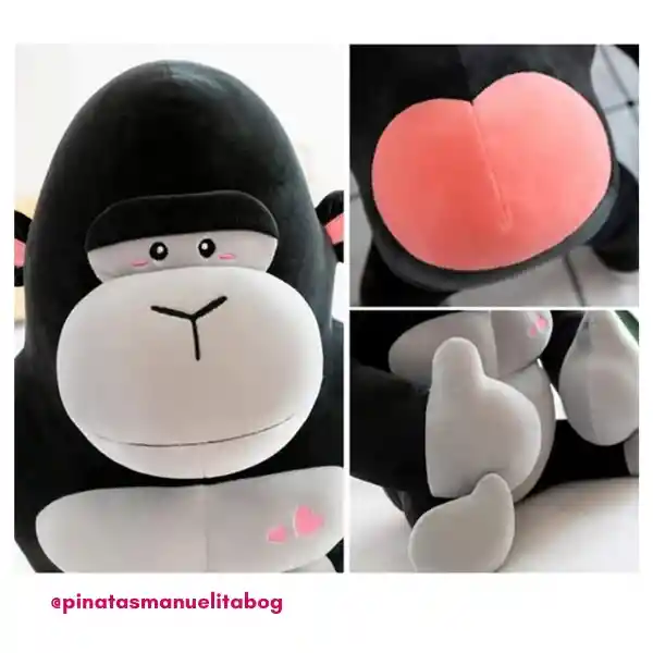 Peluche Gorila Negro Corazones