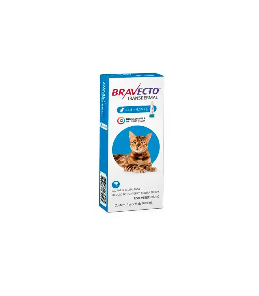 Antiparasitario Gato Bravecto 250mg 2,8 - 6,2 Kg