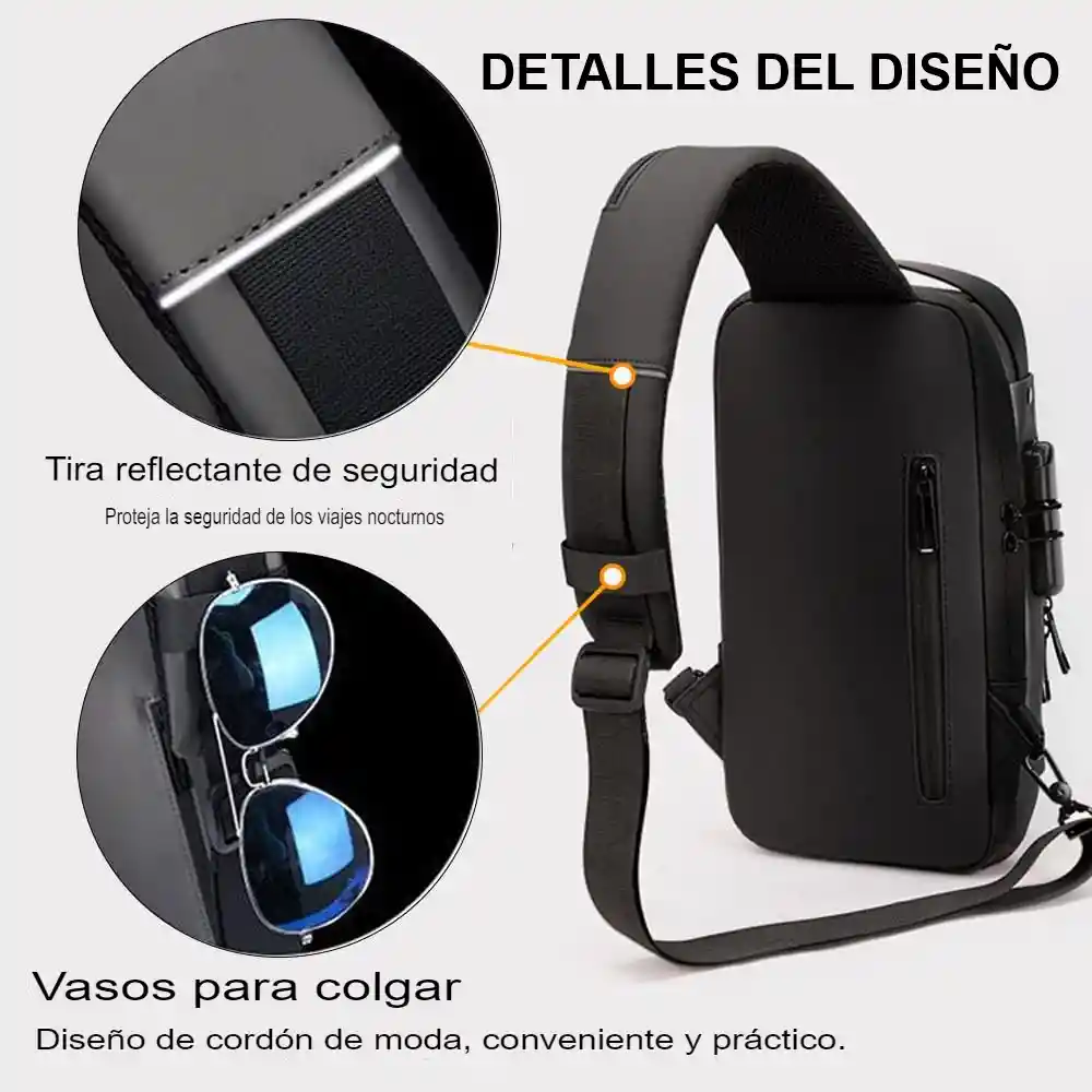 Morral Antirrobo Maleta Impermeable Bolso Cruzado Puerto Usb