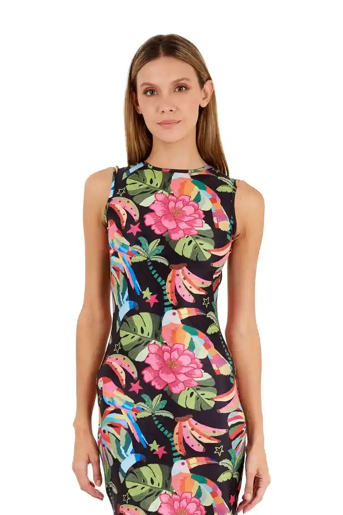 Vestido Largo Carly Estampado Negro M