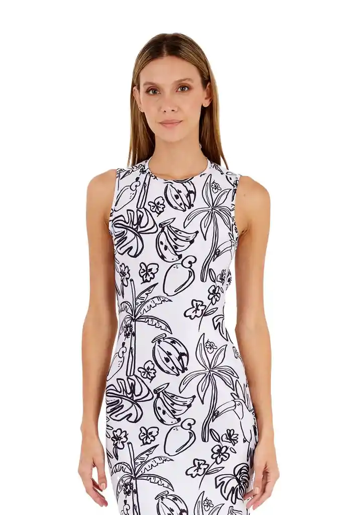 Vestido Largo Carly Estampado Marfil S