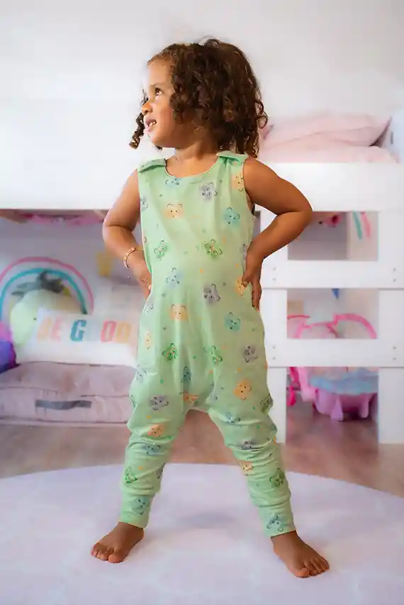 Harem Romper Osos Verde 3-6m