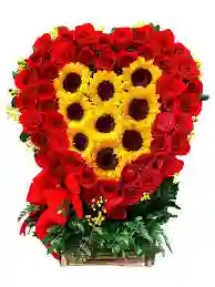 Corazon De Rosas Y Girasoles