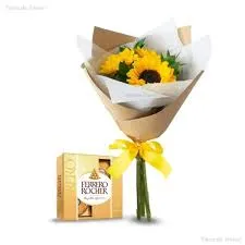 Bouquet De Girasoles Y Ferrero X4