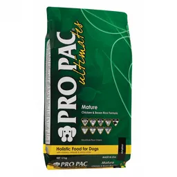 Pro Pac Ultimates. Perros Senior. Pollo Y Arroz Integral. 12kg.