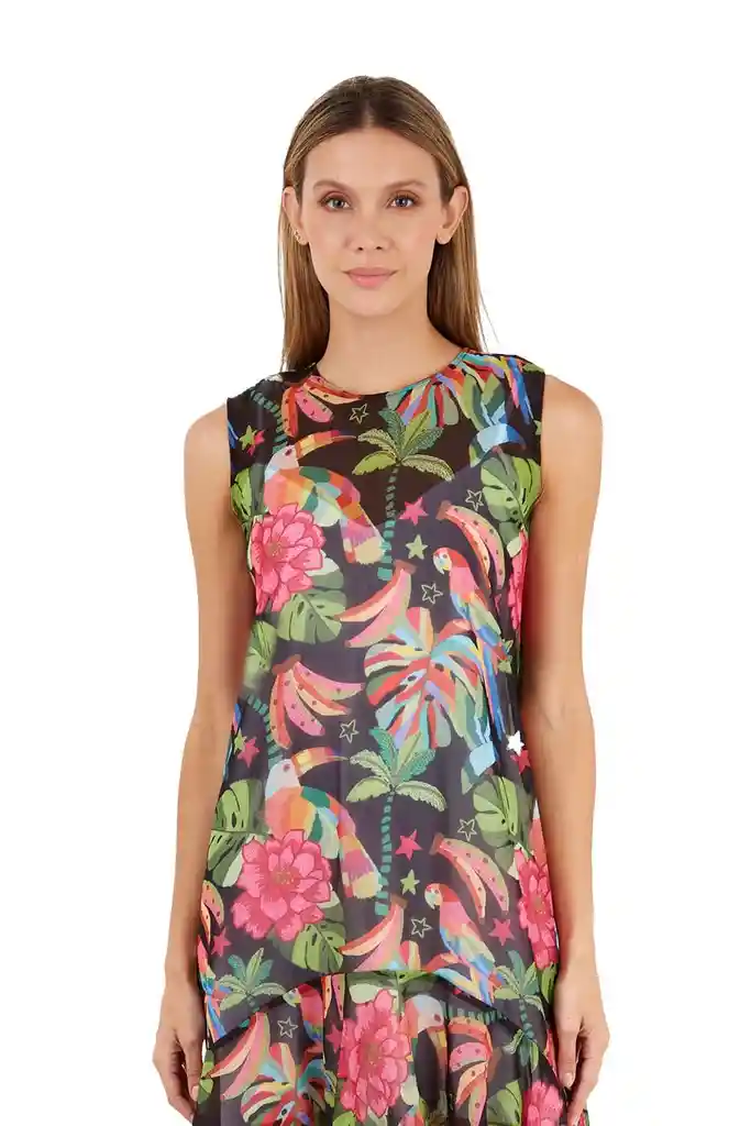 Vestido Largo Aviva Estampado Negroro Xs