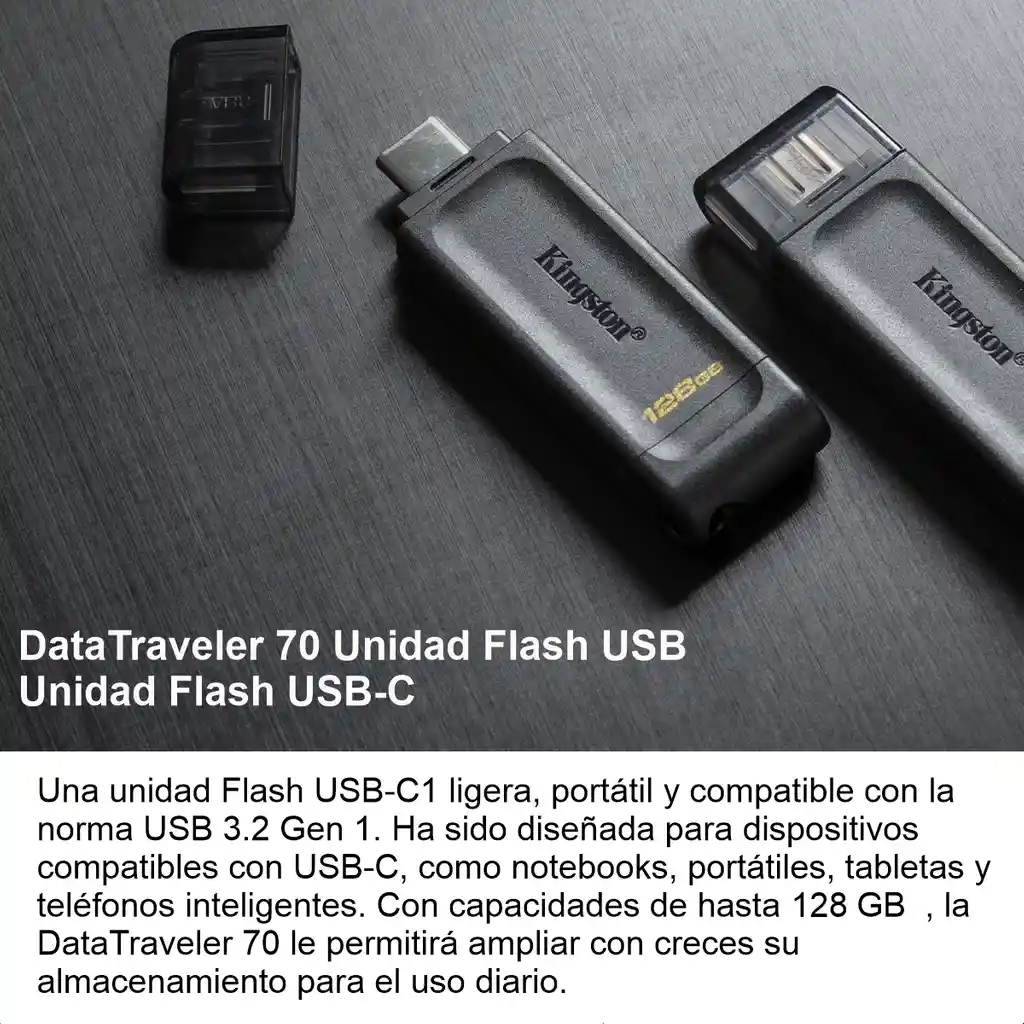 Memoria Flash Usb-c 3.2 De 128gb Kingston Datatraveler 70