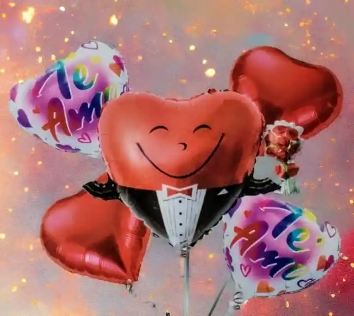 Bouquet X5 Globos Metalizados Te Amo