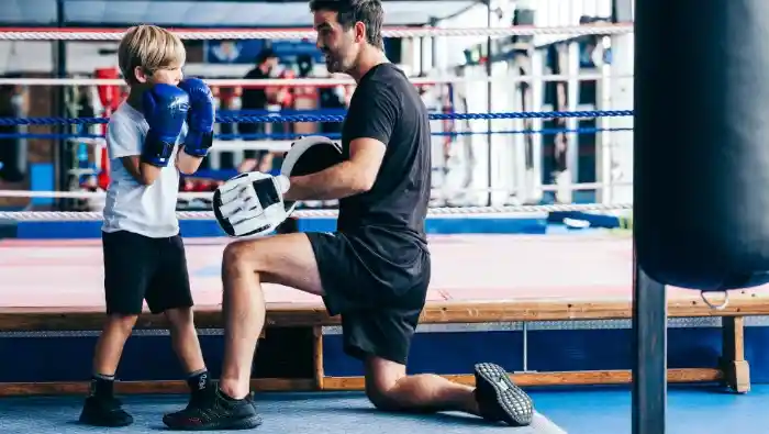 Kit Saco Boxeo Multidiseños + Guantes Para Niño, (infantil) Azul